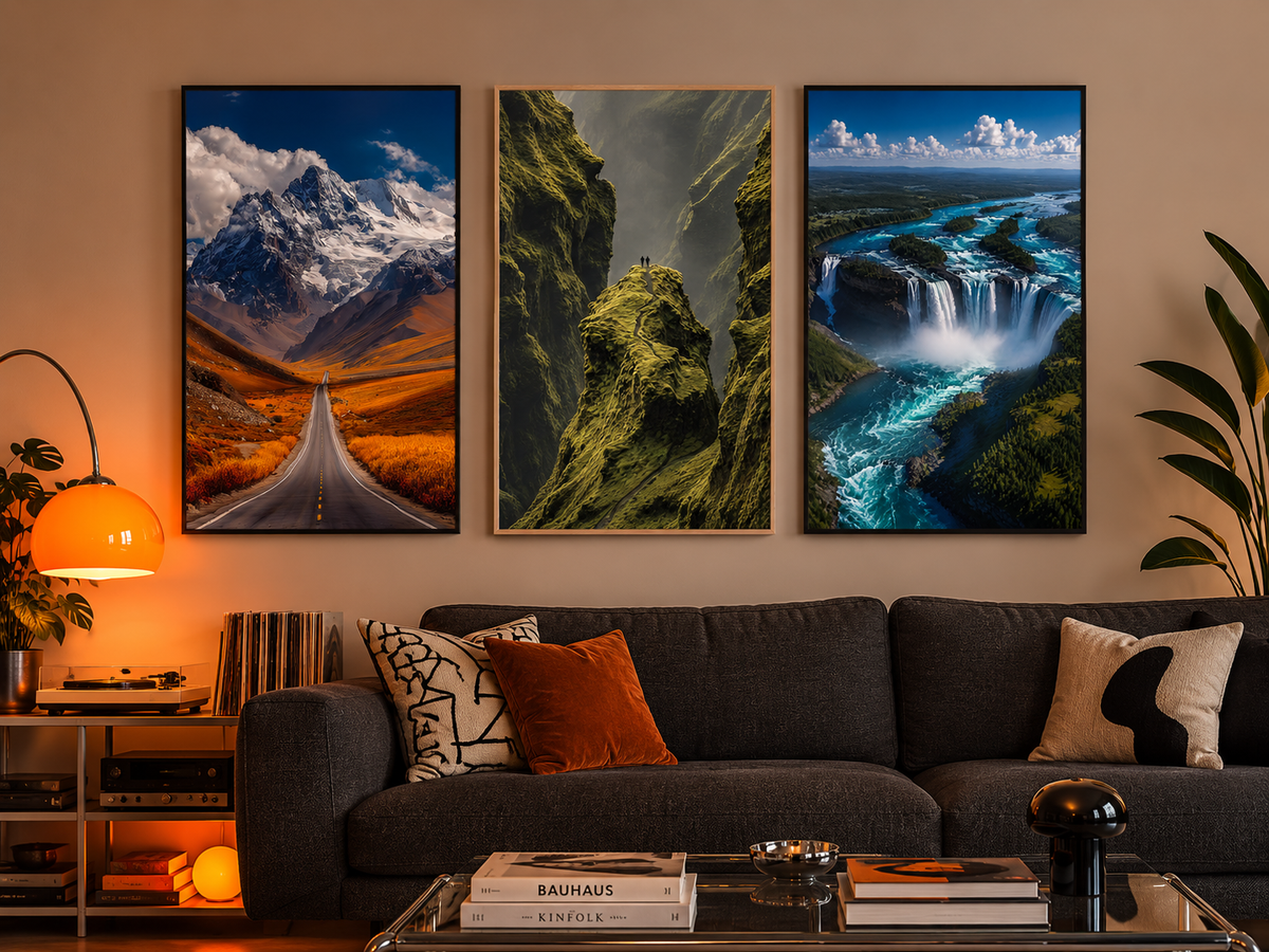 Landscape Wall Art Gallery creating a strong visual and natural balance for living room