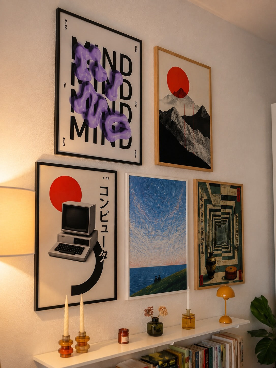 Wall Art Gallery Ideas with different frames like oak frame,white frame and black frame