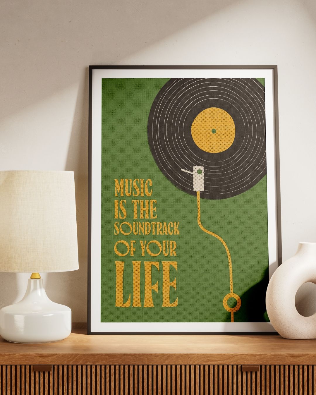 Music wall art collection with record, jazz, and musician-inspired prints