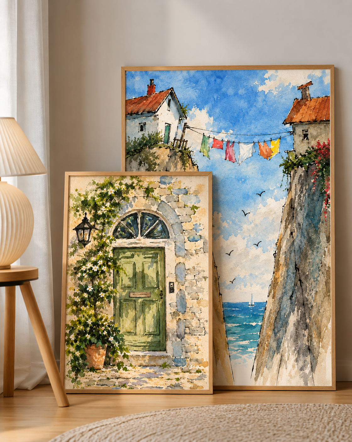 Watercolor painting art collection with soft expressive wall art prints
