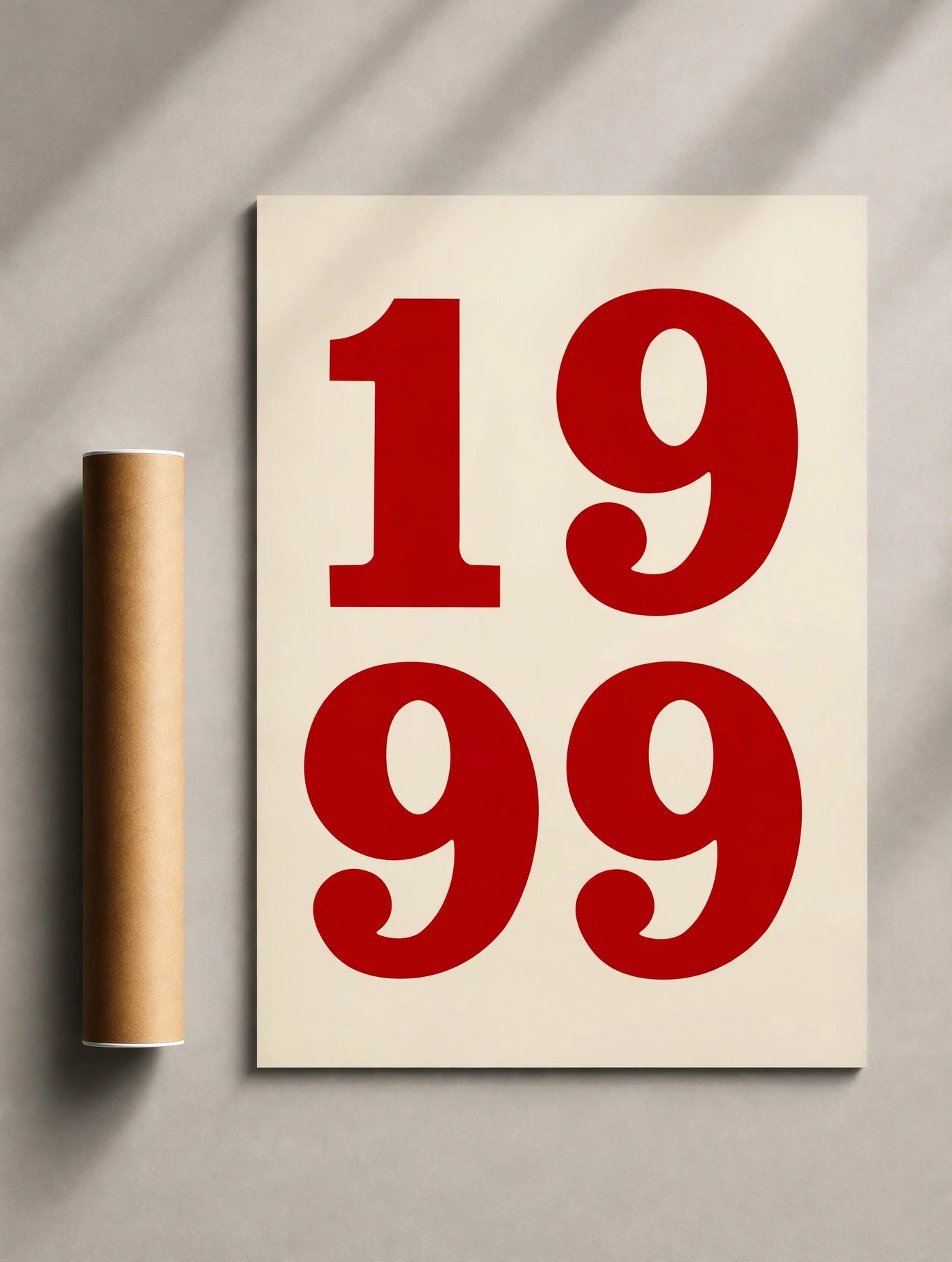 1999 Number Typography Print combining striking oversized numerals with clean typography for gallery walls and contemporary spaces.