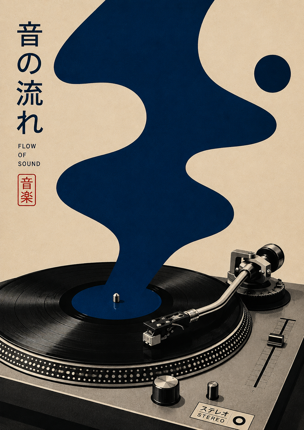 Japanese Vinyl Record Wall Art combining record player culture with minimalist Japanese inspired graphic design