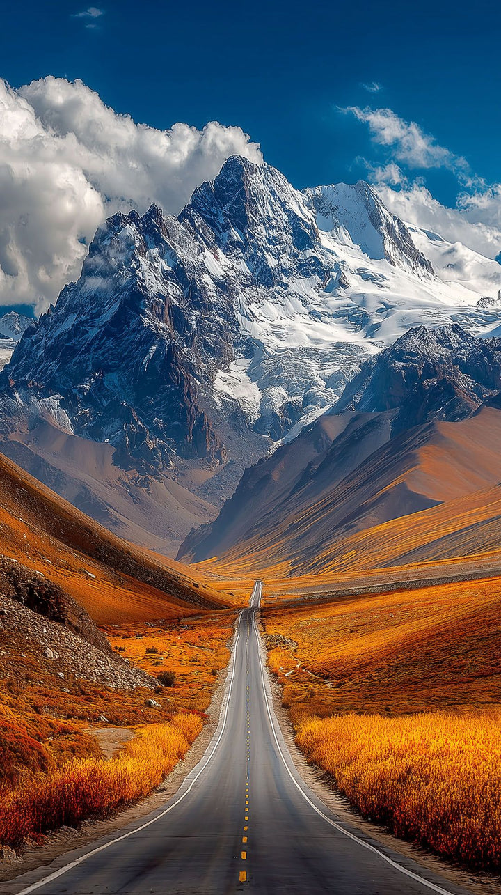 Mountain Road Art Print styled as scenic wilderness wall decor for a nature inspired interior