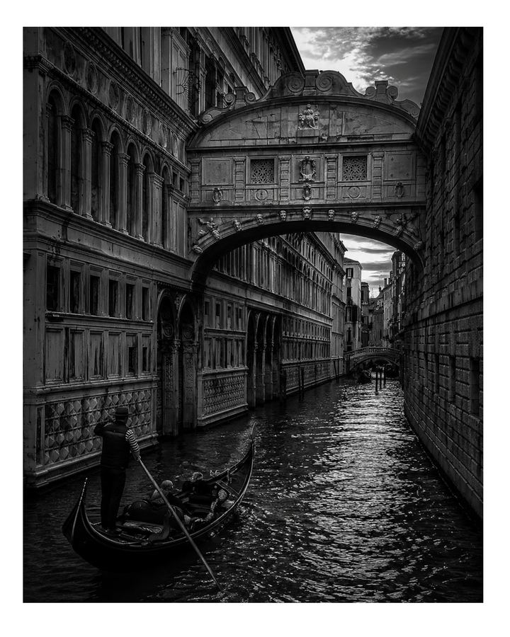 Black and White Architecture Art Print featuring timeless old town scenery with arches and architectural details