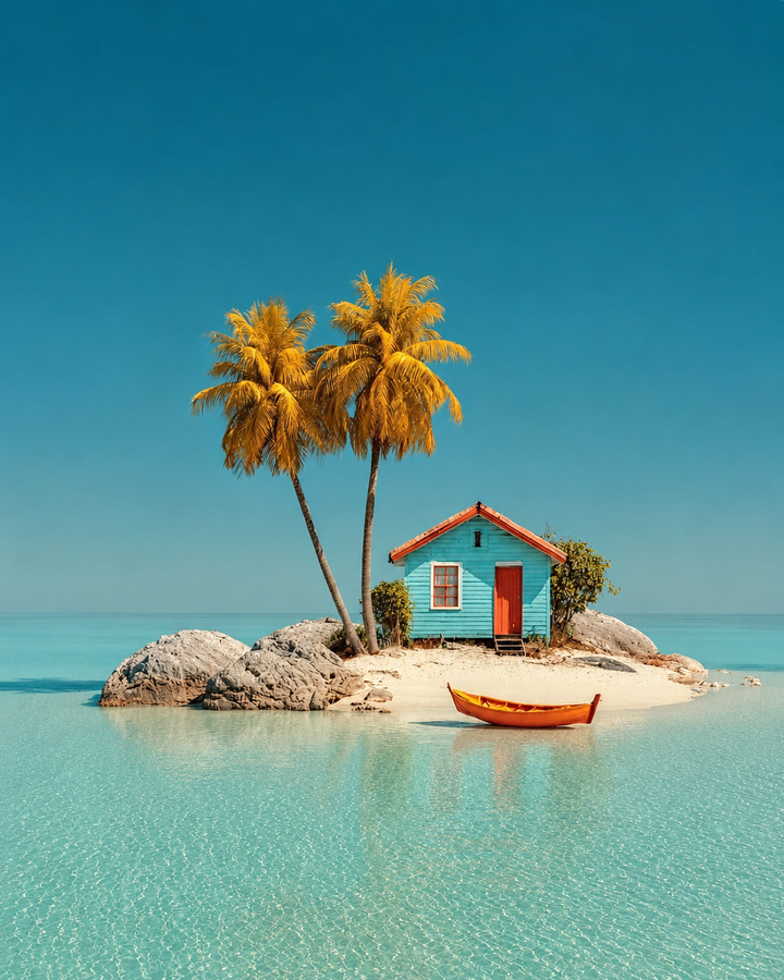 Stampa casa su isola tropicale