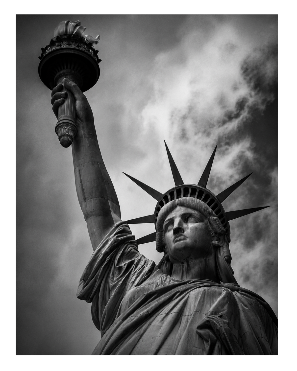 Statue of Liberty Art Print styled as black and white New York wall art for modern interiors