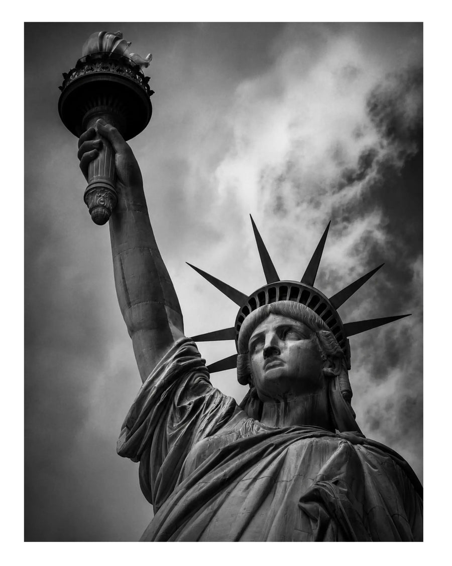 Statue of Liberty Art Print styled as black and white New York wall art for modern interiors