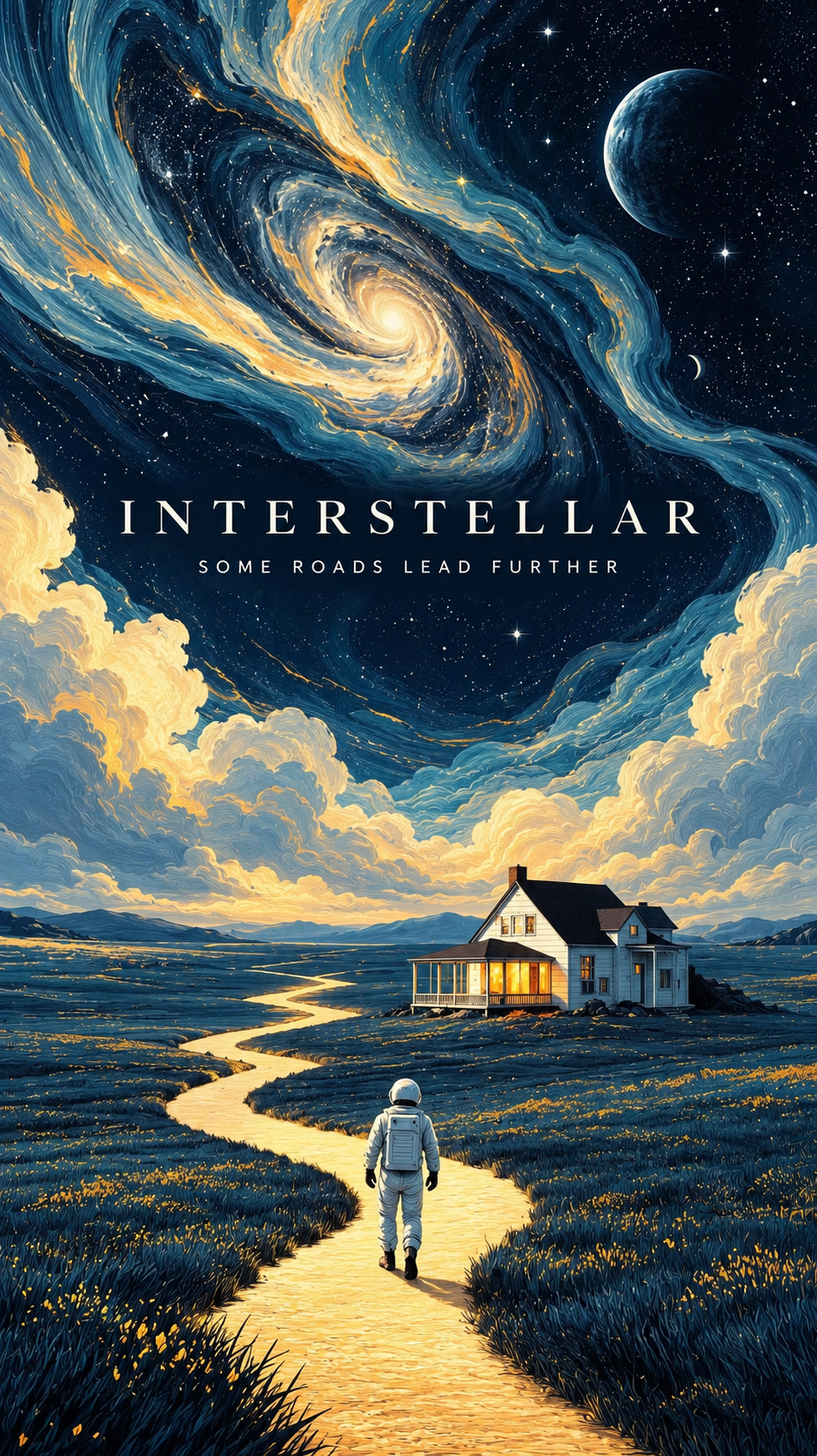 Interstellar Wall Art close up highlighting the enormous planet, atmospheric clouds and detailed cosmic landscape below