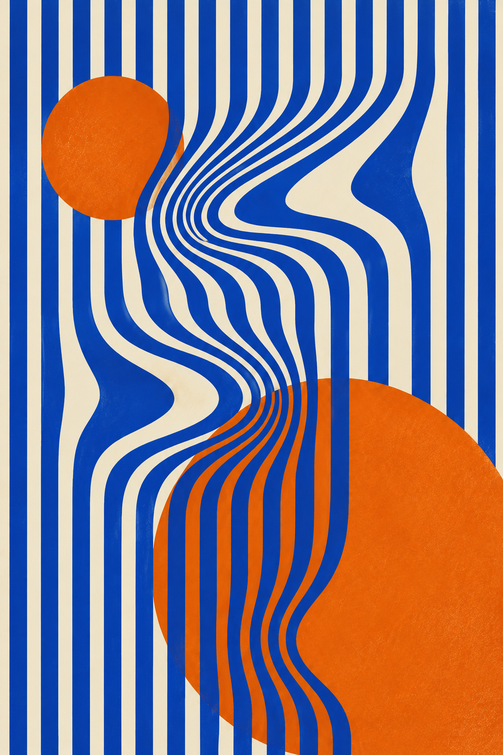 Bauhaus Wave Art Print featuring graphic waves, curved shapes and vibrant modernist color blocking