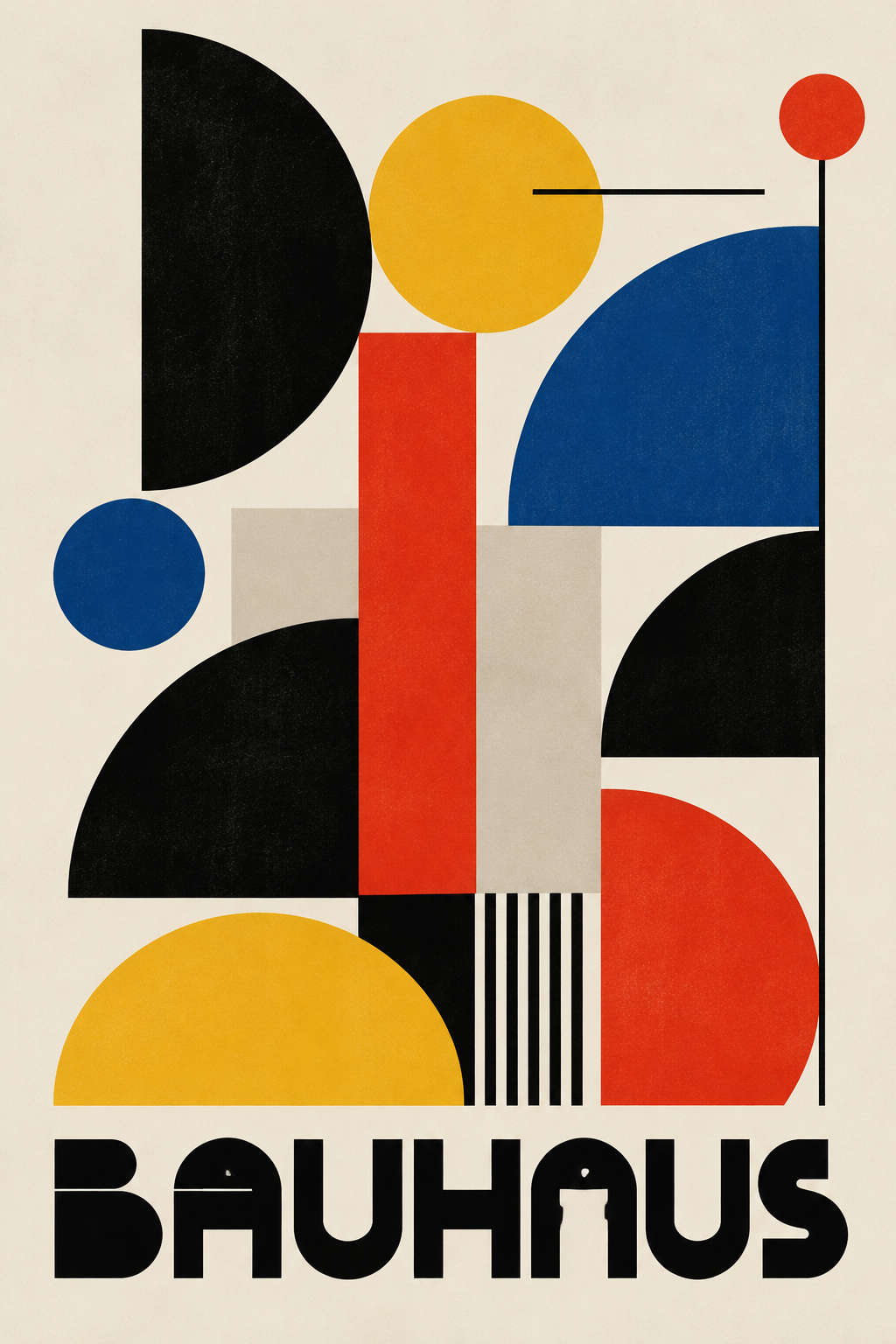 Bauhaus Abstract Art Print shown as colorful geometric wall art for a modern creative space
