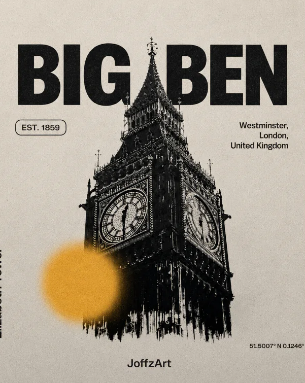 Big Ben - Póster tipográfico de Londres