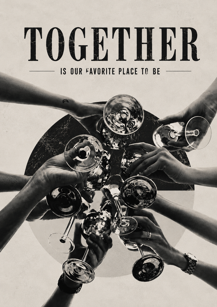 Together Typography Art Print featuring monochrome photography inspired by friendship and shared moments