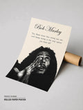 Bob Marley rolled paper poster with black-and-white portrait and quote