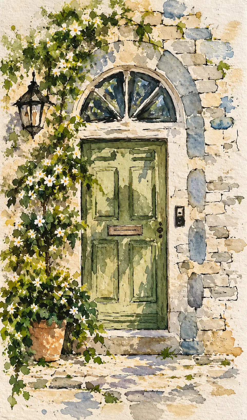 Mediterranean Door Watercolor Art Print