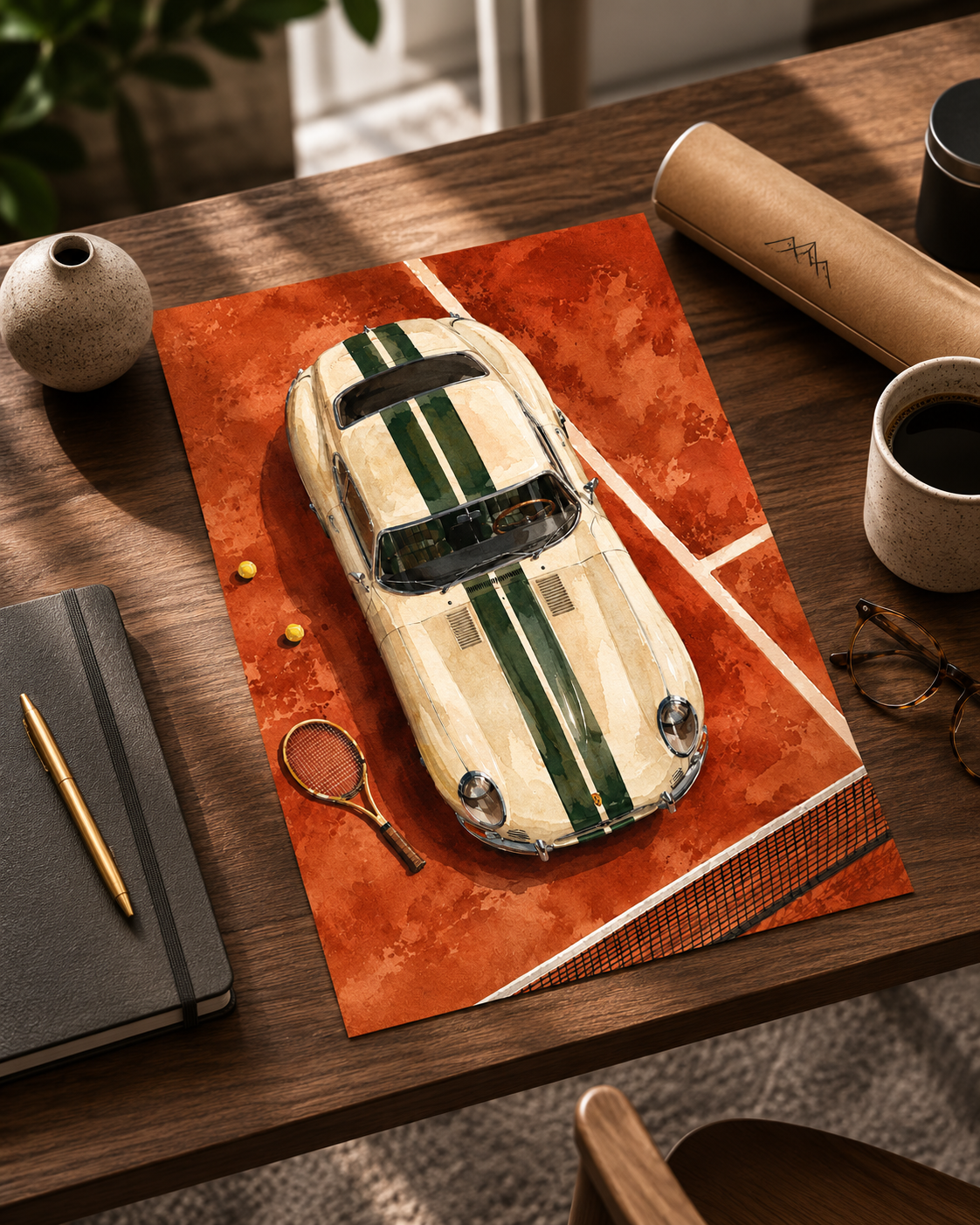 Vintage Racing Car Poster showcasing a timeless classic racing car in a premium automotive-inspired composition.