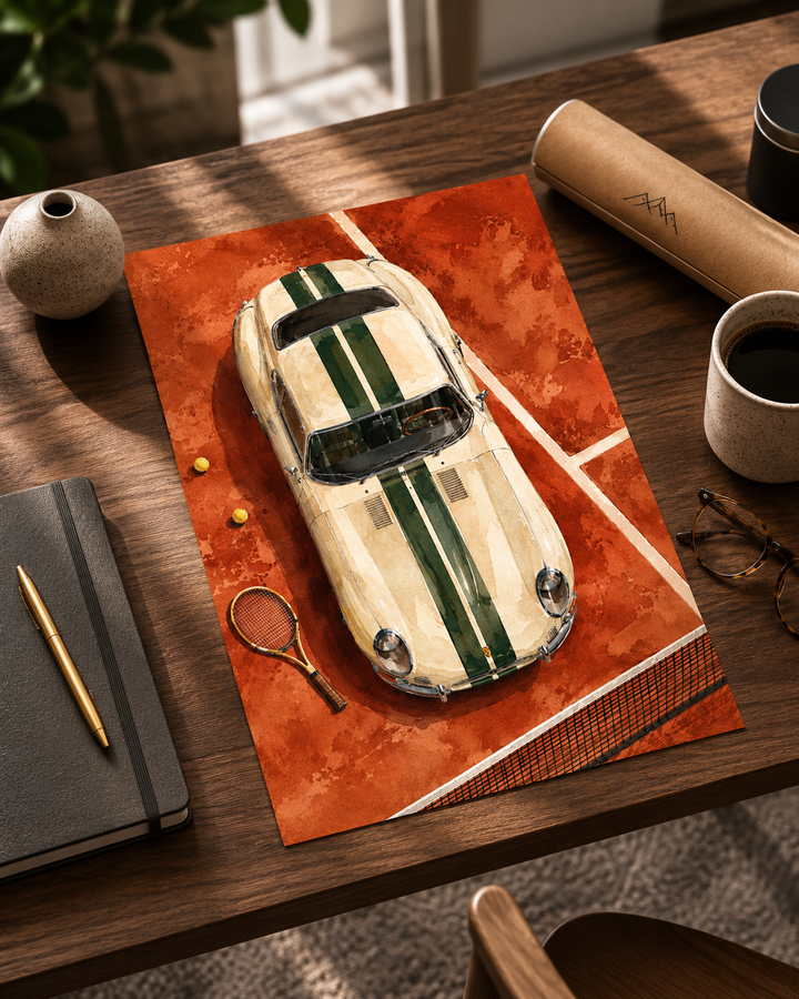 Vintage Racing Car Poster showcasing a timeless classic racing car in a premium automotive-inspired composition.