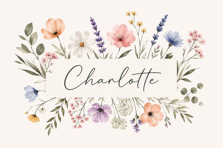 Personalized Name Art Print featuring elegant custom typography and soft botanical artwork for a personalized gift