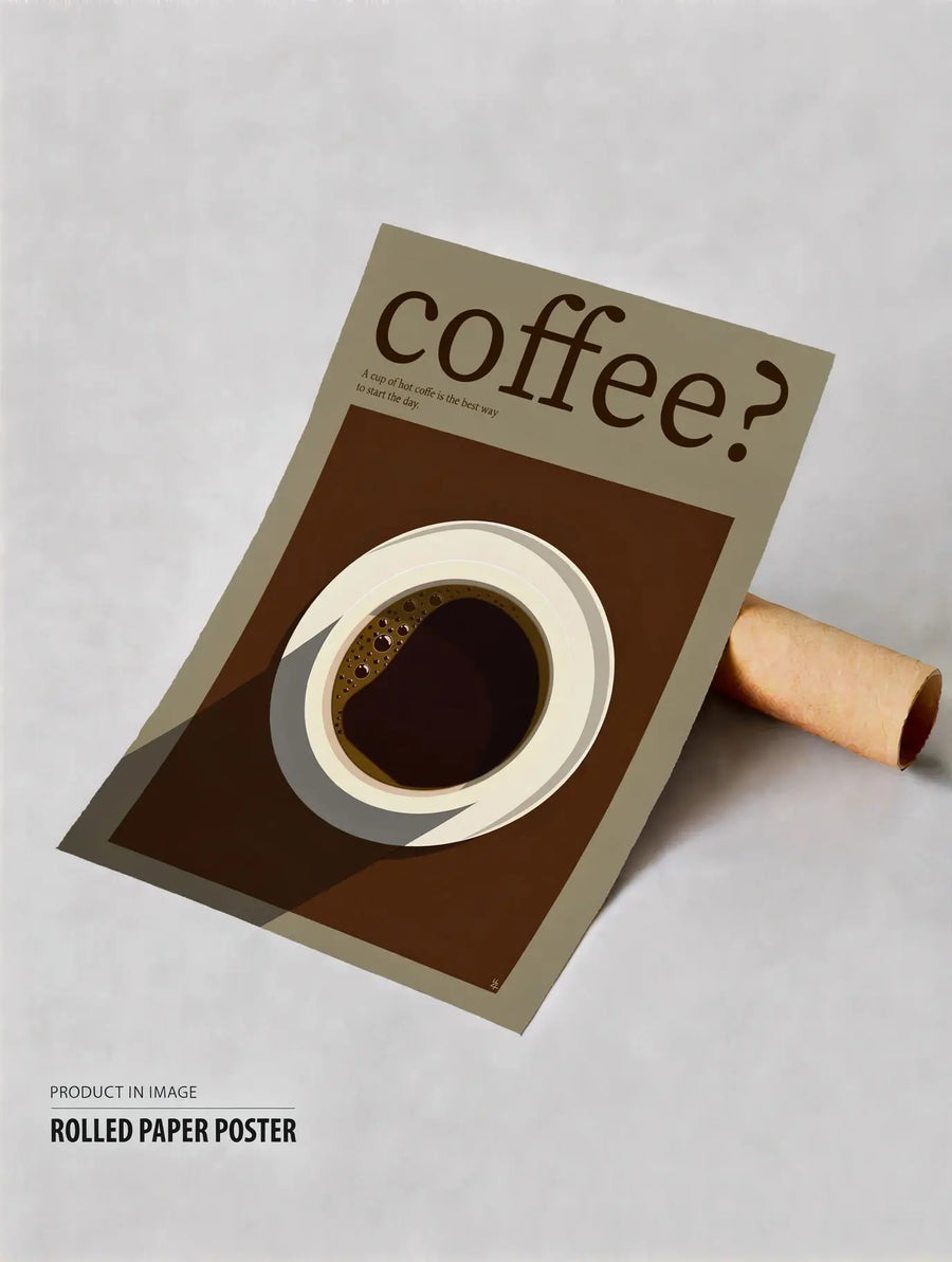 Póster enrollado con temática de café