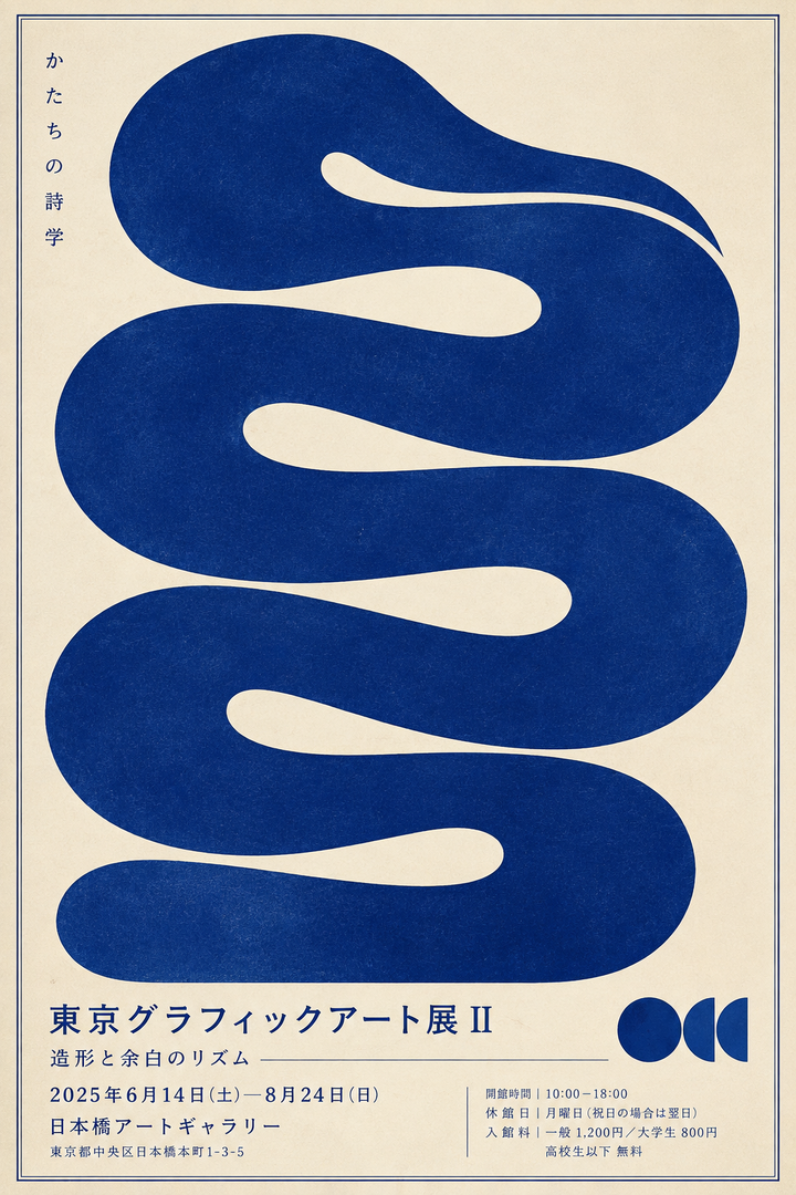 Blue Wave Abstract Art Print featuring deep cobalt curves and subtle typography details