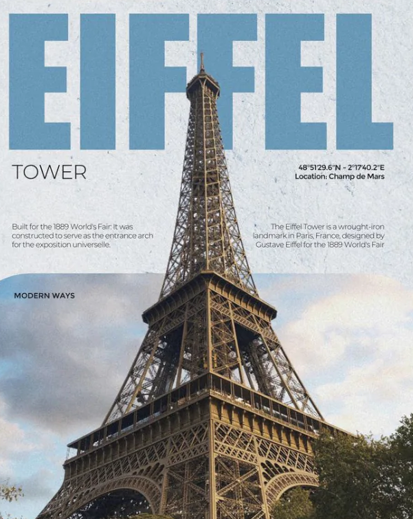 Torre Eiffel - Póster de viaje de París
