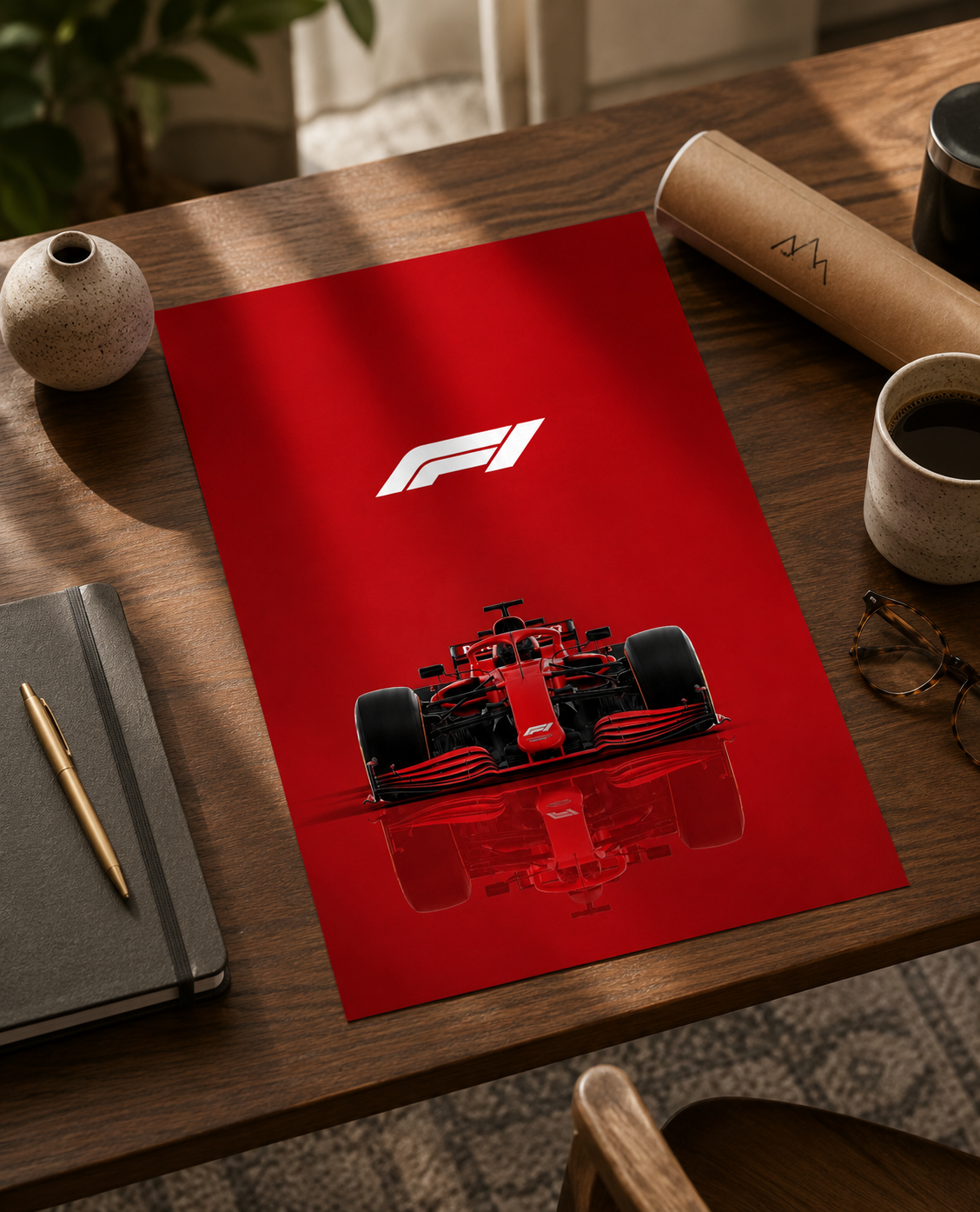 Formula 1 Poster Print highlighting a contemporary Formula 1 racing car in a striking automotive wall art composition.