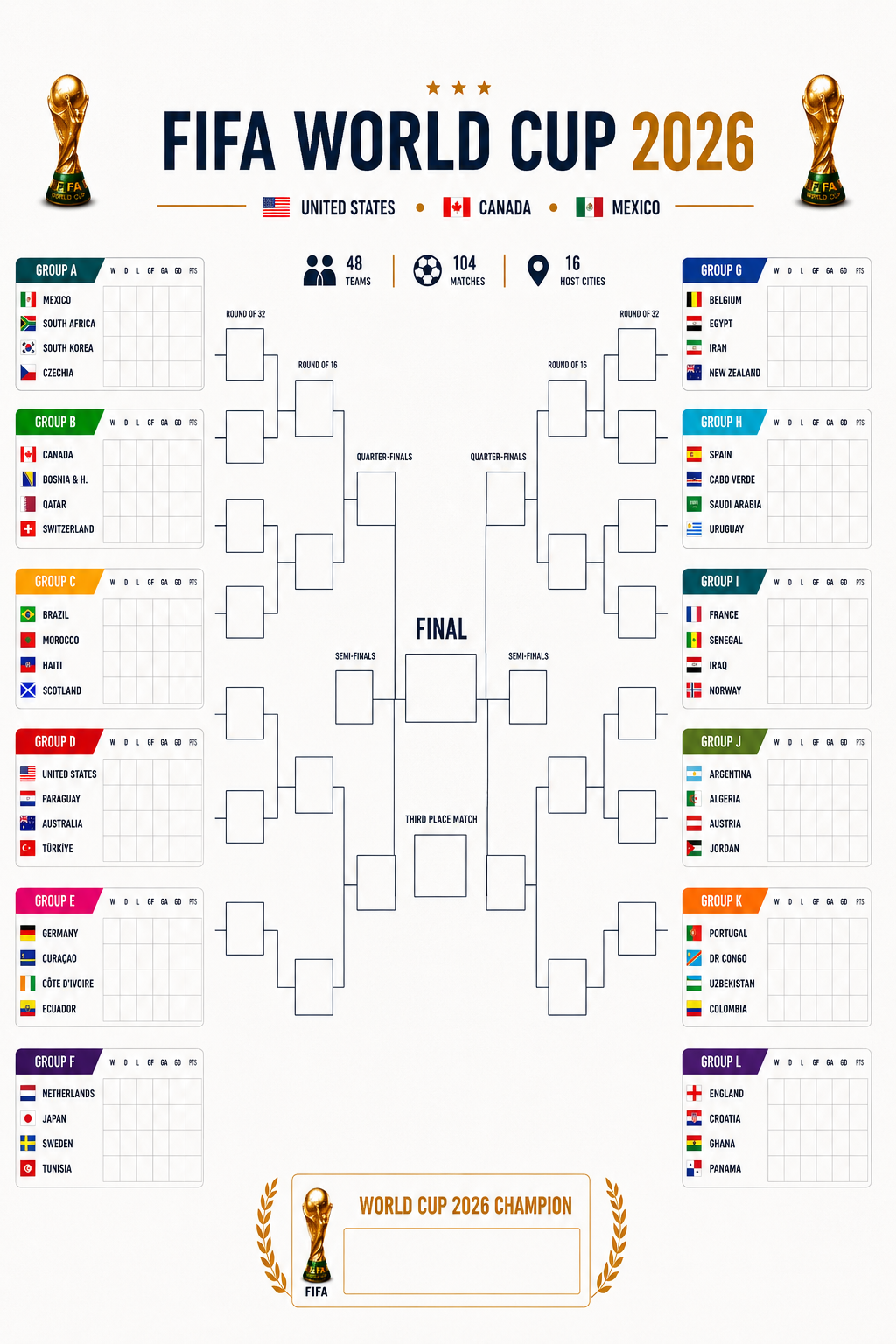 Poster tabellone Coppa del Mondo FIFA 2026