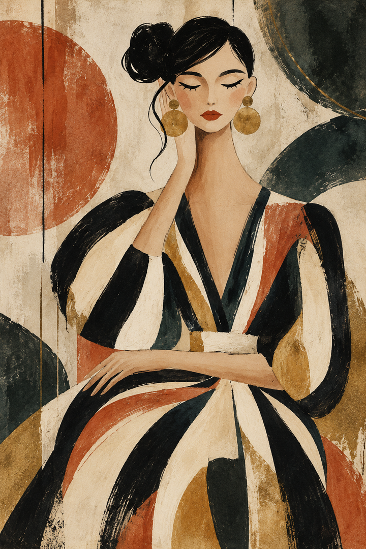 Abstract Woman Art Print styled as modern figurative wall art for an artistic contemporary living space