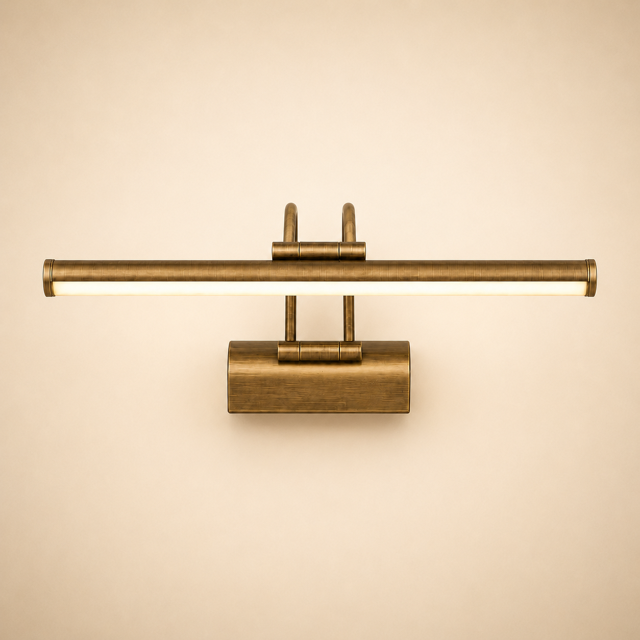 Gold Wall Art Light with a slim metal design for highlighting framed artwork and prints.