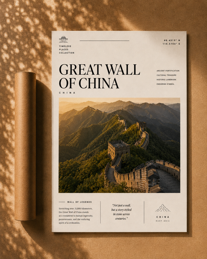 Rolled unframed wall art print showing the Great Wall landscape