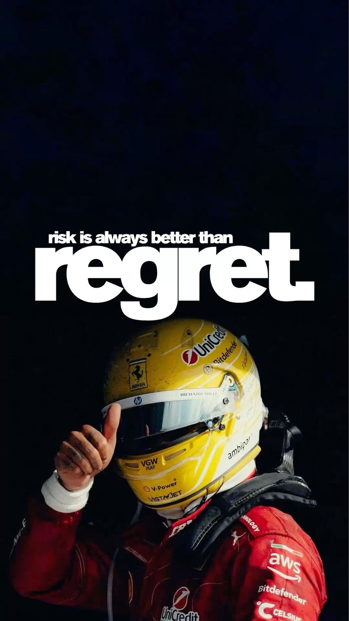 Contemporary motorsport wall art featuring a racing driver, yellow helmet, and bold typography for modern interior decor.