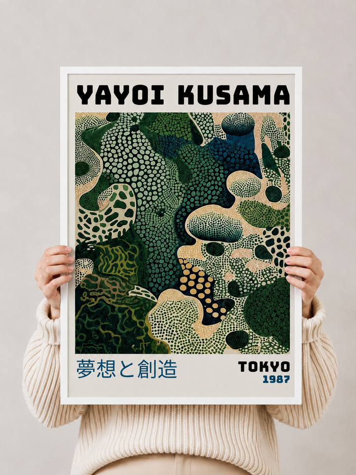 Japanese Botanical Pattern Wall Art showcasing intricate leaf patterns, rich green textures, and balanced contemporary composition.