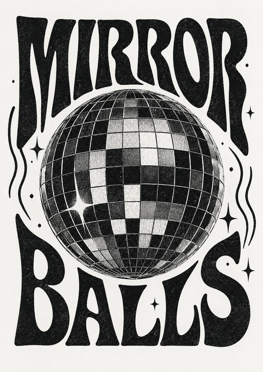 Mirror Ball Art Print displayed as statement wall art for music rooms and creative spaces