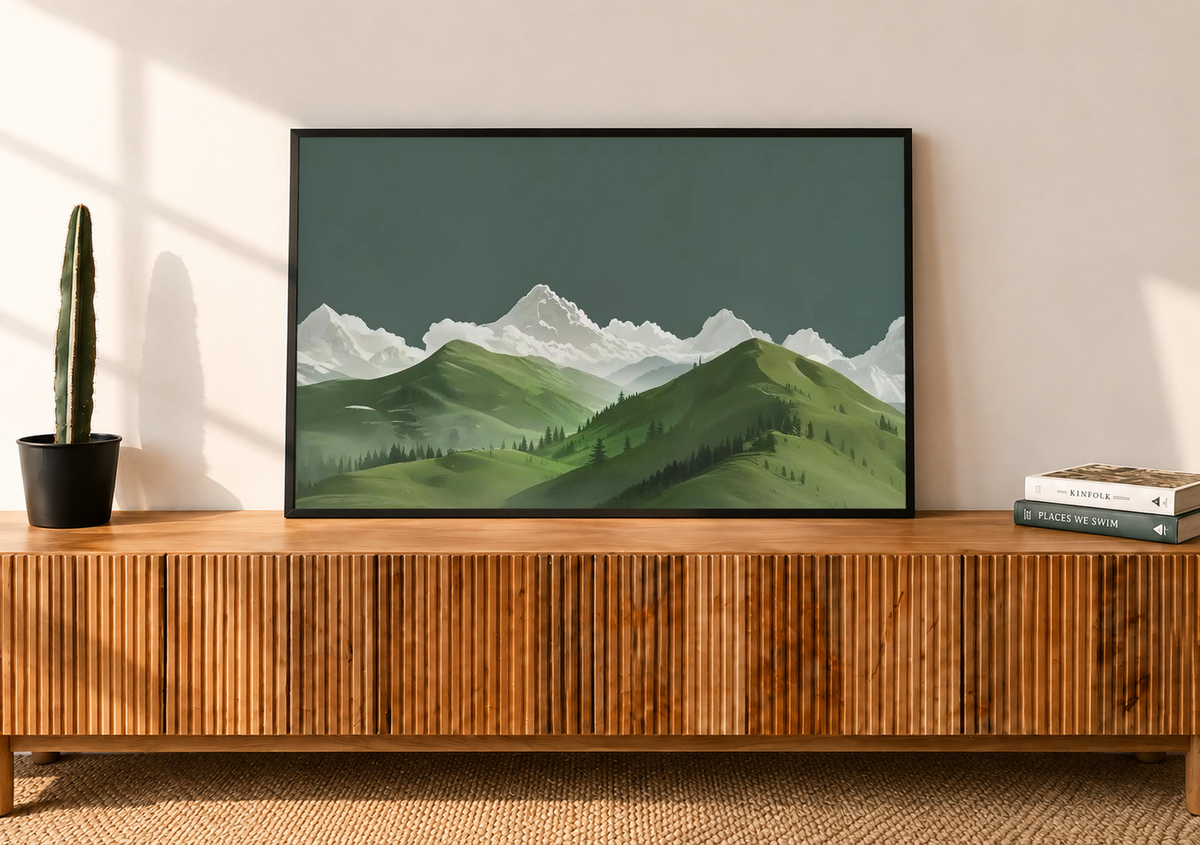 Green Mountain Landscape Wall Art Print