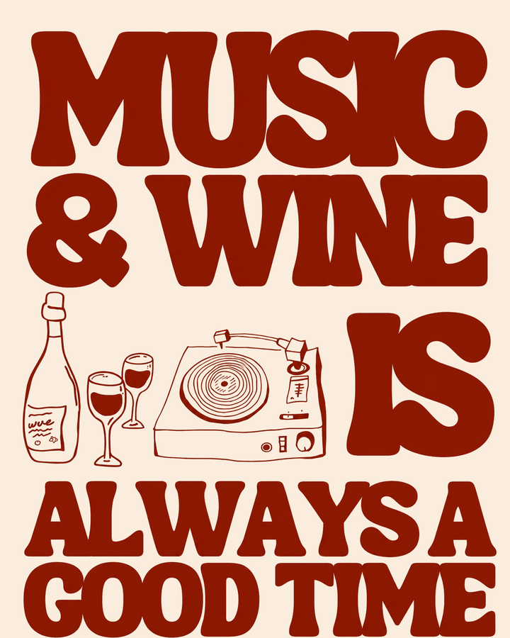 Música y vino - Lámina vintage