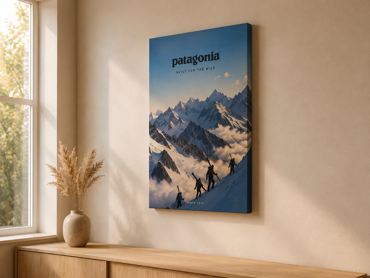 Patagonia canvas wall art styled in a modern interior