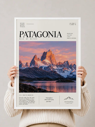 Patagonia Travel Print |Vintage Mountain Landscape Wall Art| Joffzart