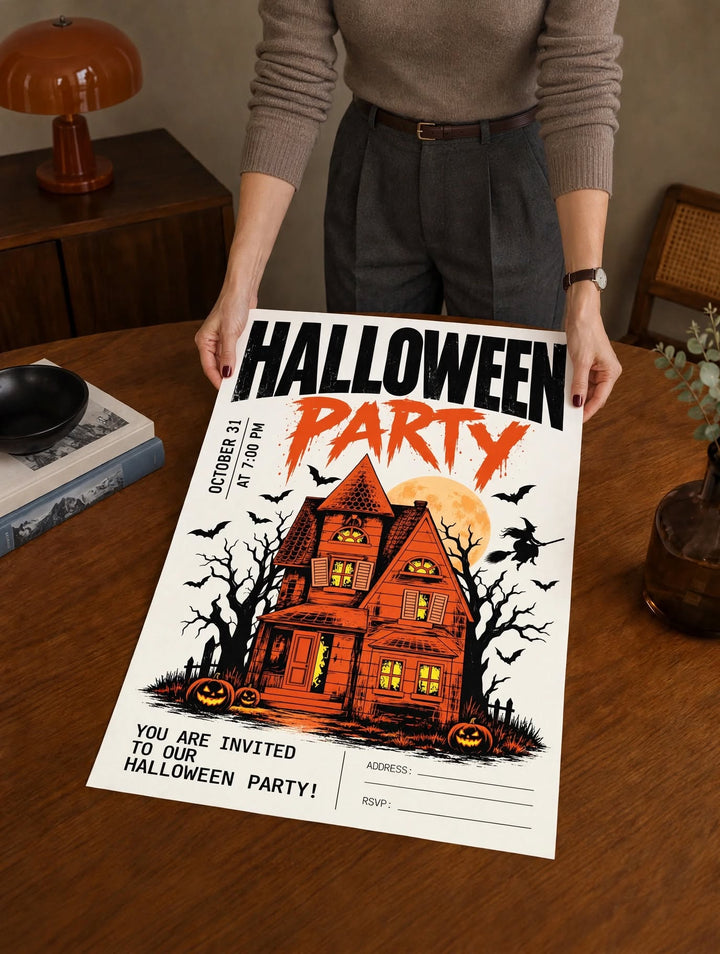 Personalized Halloween Wall Art shown as a statement piece with vintage inspired graphics and custom celebration details