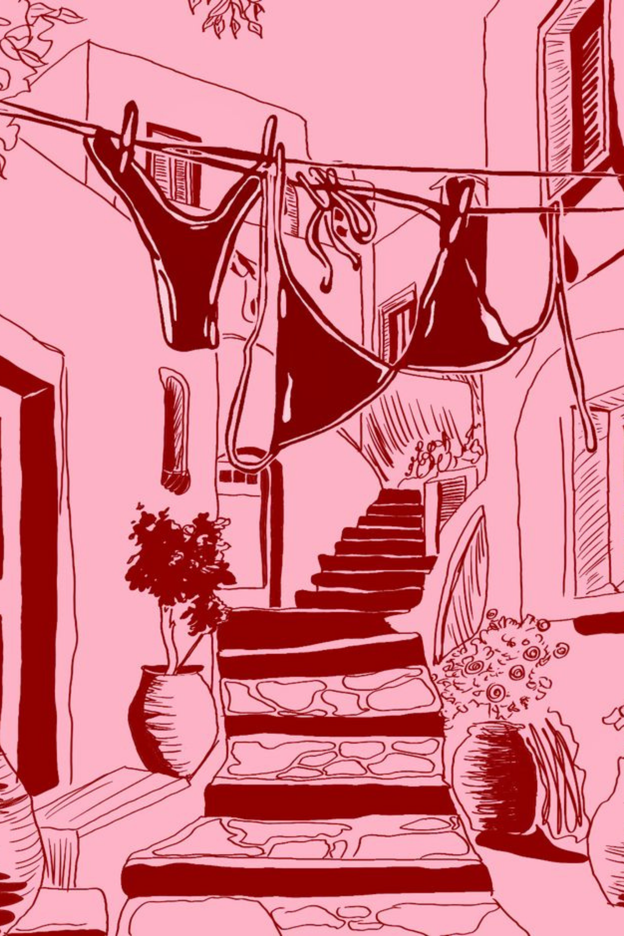 Pink Courtyard Summer Lines