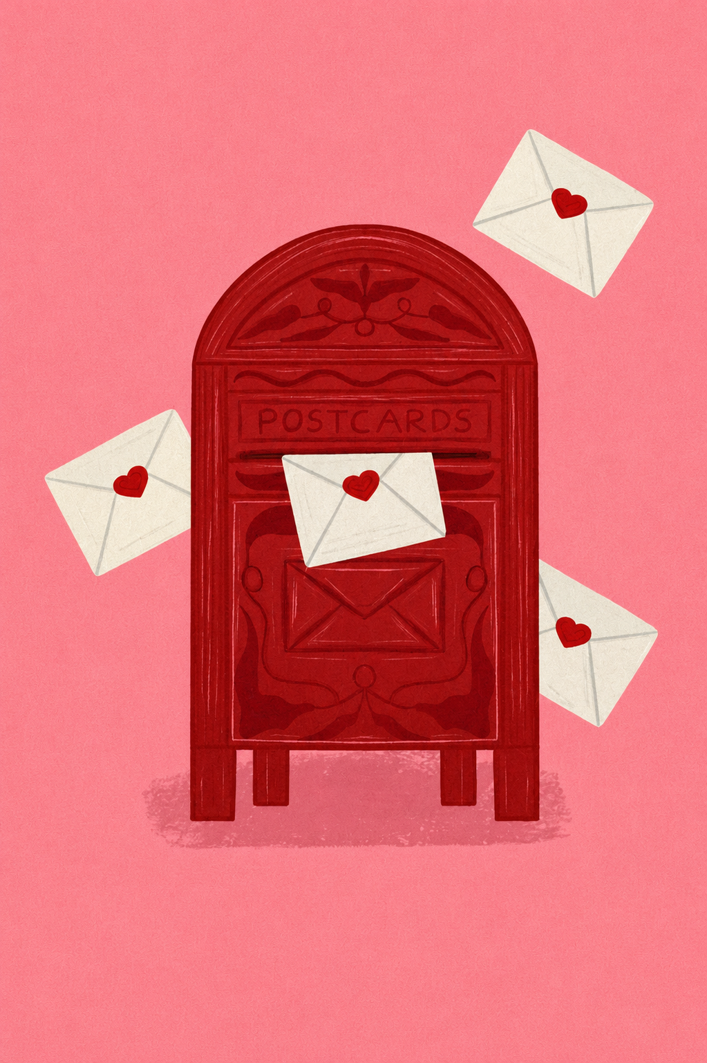 Love Letter Print showcasing a romantic mailbox illustration with envelopes in a clean minimalist composition.