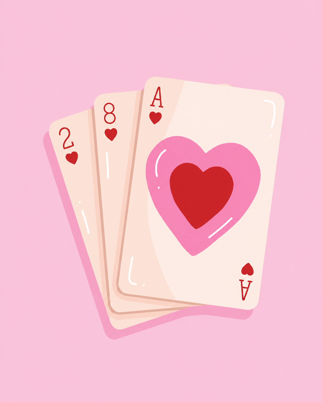 Pink Playing Cards Love Print showcasing romantic playing card artwork with minimalist design and warm pink tones.