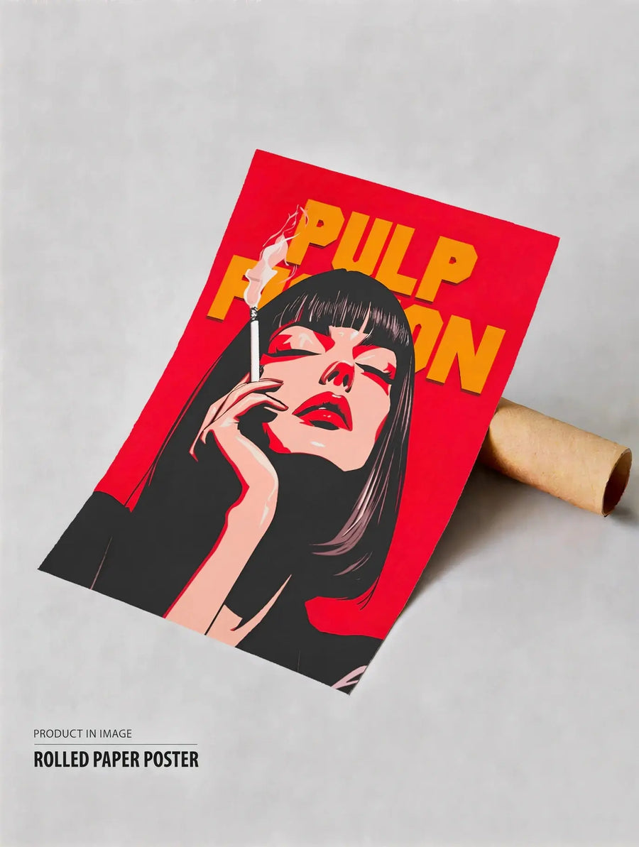 Póster enrollado de arte pop con un retrato femenino