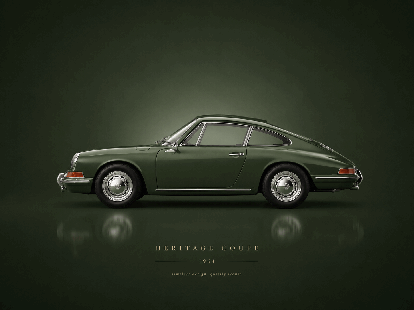 Classic sports car poster with side profile and 