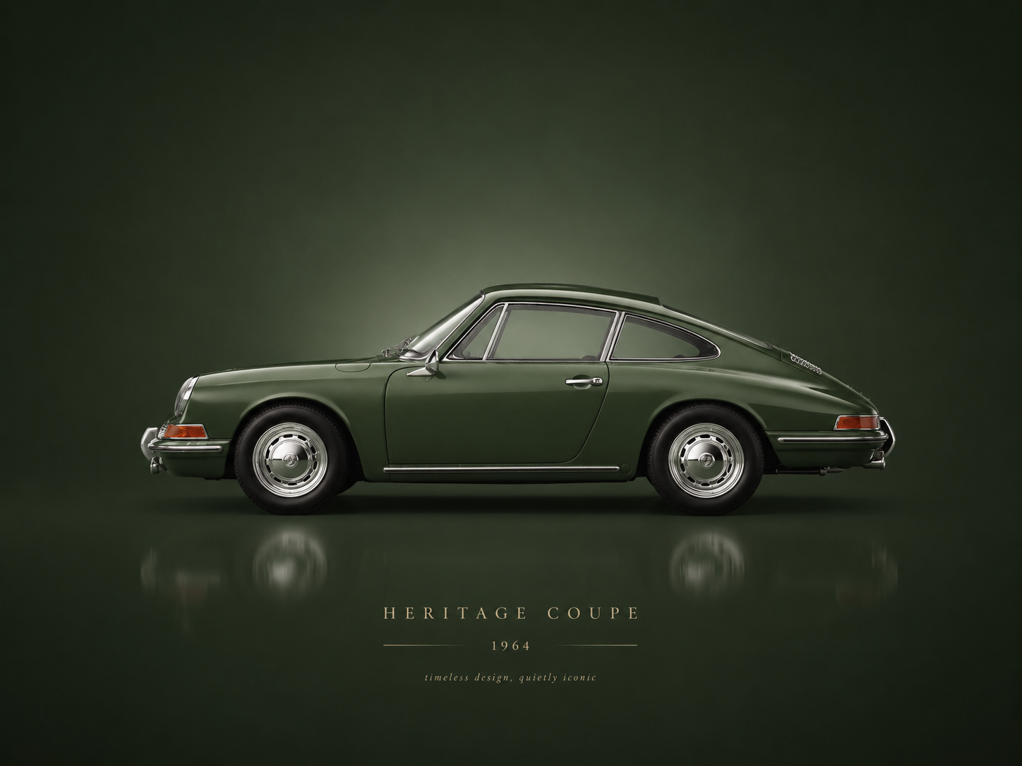Classic Sports Car Poster featuring a vintage green sports car in a minimalist automotive wall art composition.