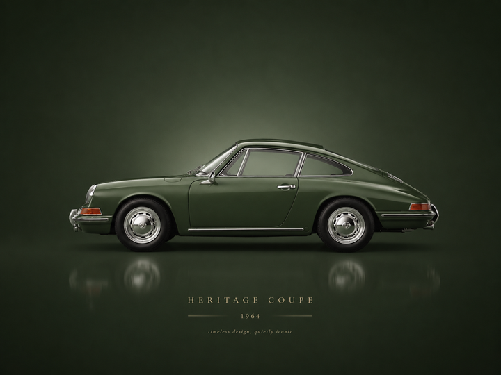 Classic Sports Car Poster featuring a vintage green sports car in a minimalist automotive wall art composition.