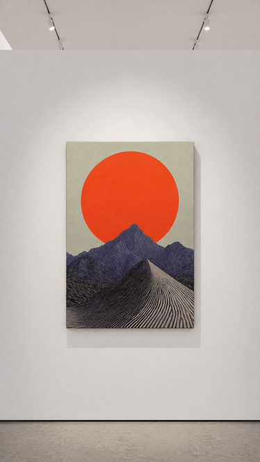絵画 Red Mountain Red Mountain Print | Japanese Sunset Wall Art | Joffzart
