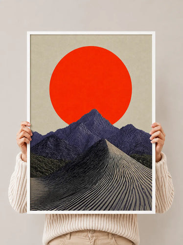 絵画 Red Mountain Red Mountain Print | Japanese Sunset Wall Art | Joffzart