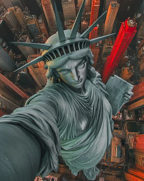 Estatua de la Libertad - Lámina aérea de Nueva York