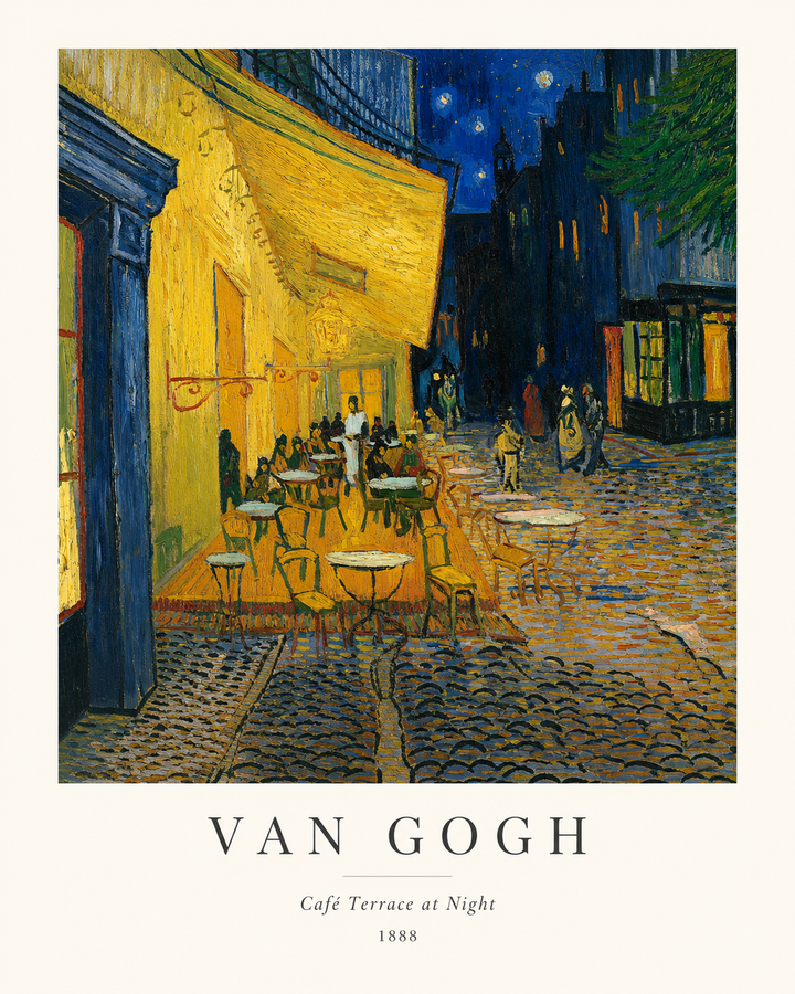 Van Gogh Café Terrace at Night poster print with nighttime café street scene