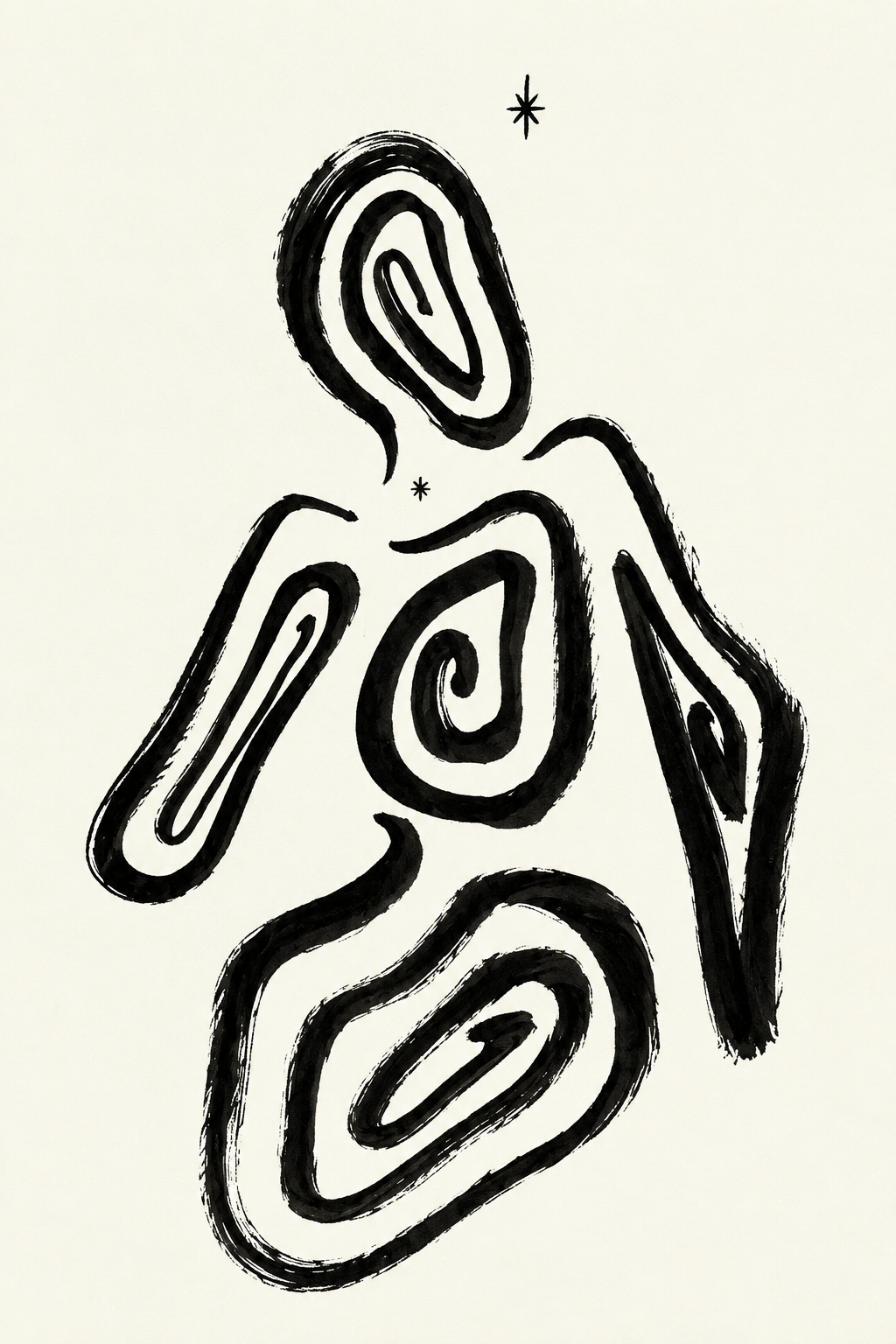 Abstract Human Figure Black Ink Wall Art Poster clean artwork preview