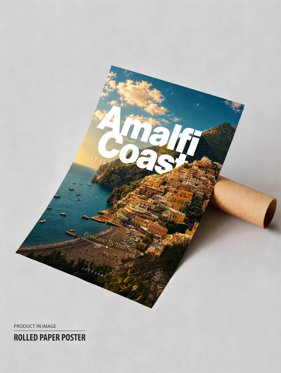 Póster enrollado de viaje por la costa de Amalfi